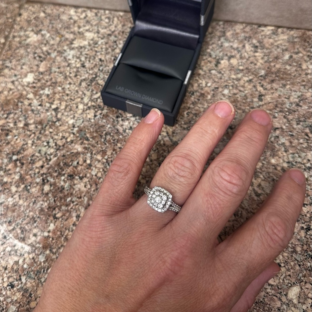 Elegant Silver Lab Grown Diamond Ring - Picture 6 of 6